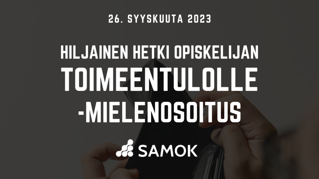 Hiljainen hetki opiskelijan Toimeentulolle 26. syyskuuta 2023 -mielenosoitus