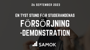 En tyst stund för studerandenas försörjning 26 september 2023 -demonstration