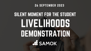 Silent Moment for the Student Livelihoods 26 September 2023 demonstration
