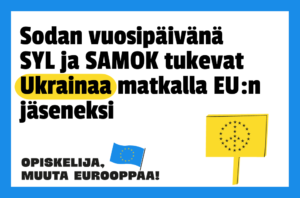 Sodan vuosipäivänä SYL ja SAMOK tukevat Ukrainaa matkalla EU:n jäseneksi