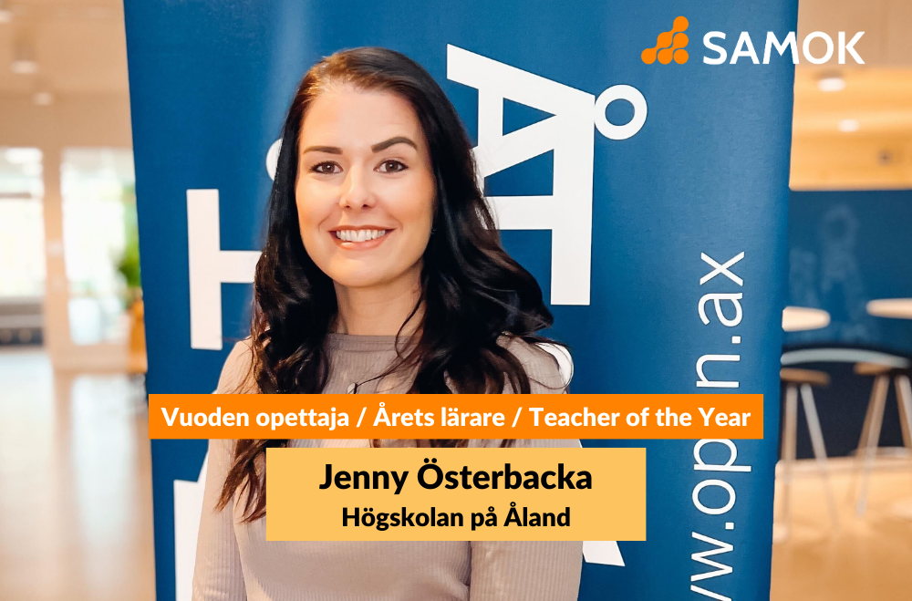 Tiedote: AMK-opiskelijat valitsivat vuoden opettajaksi Jenny Österbackan Ahvenanmaalta